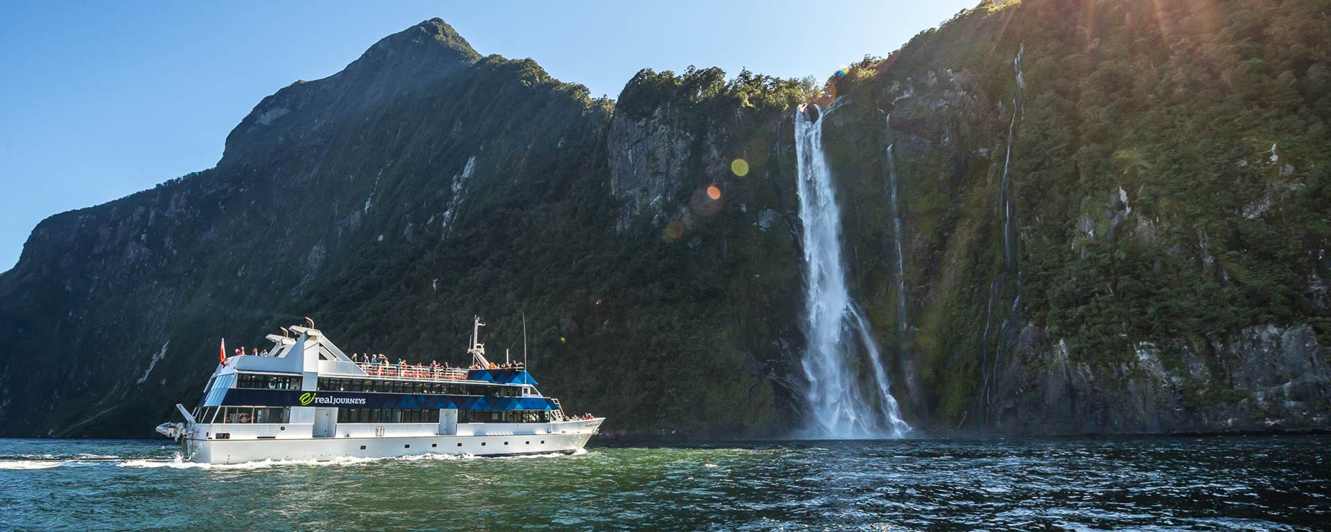 Milford Sound scenic cruise vessel by Stirling Falls