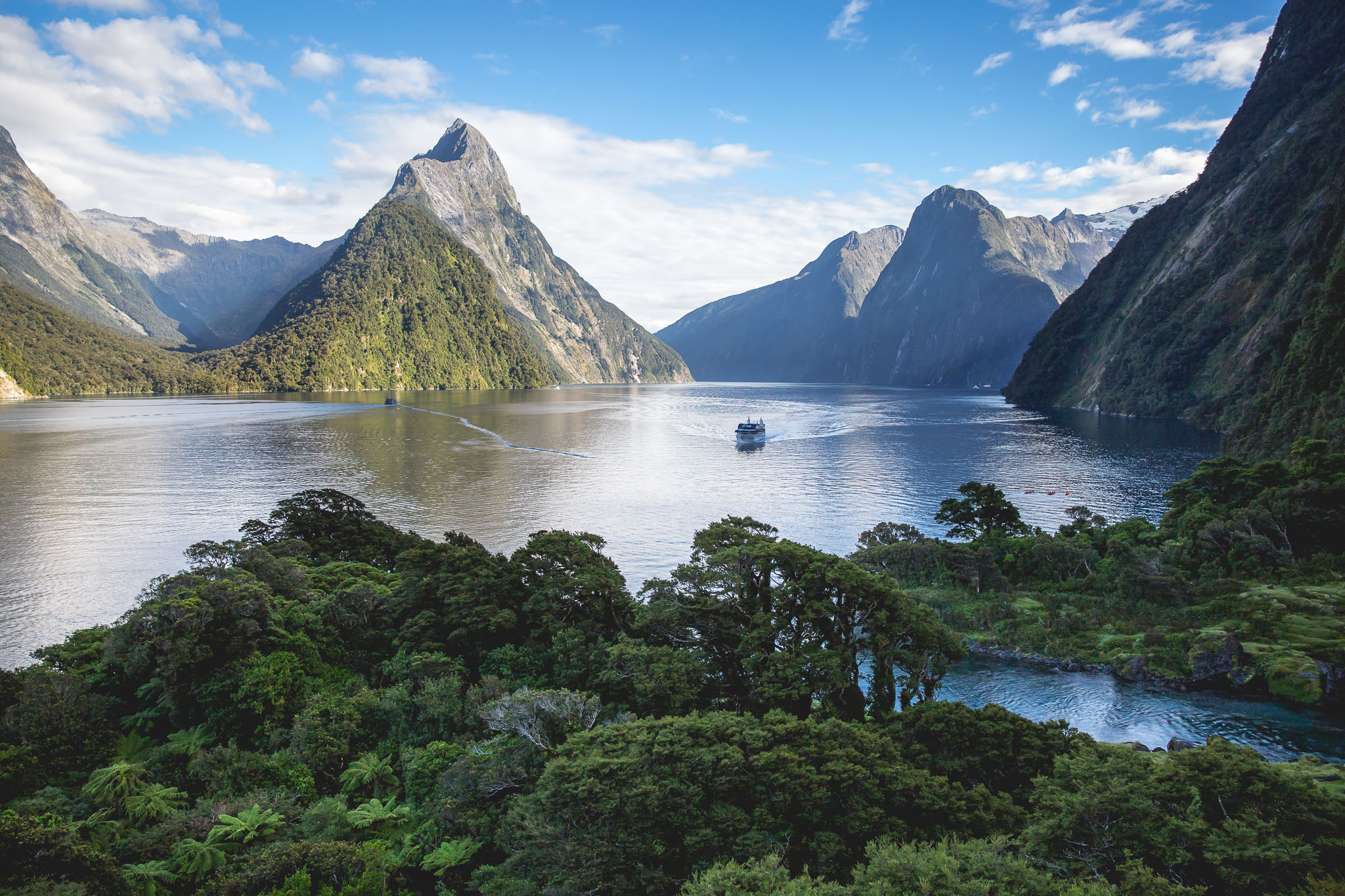 Milford Sound and Mitre Peak from a distance