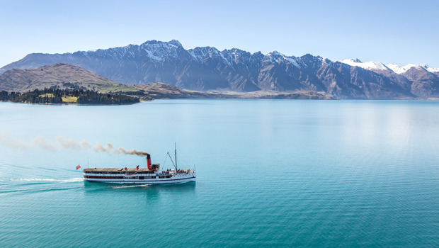 TSS Earnslaw makes her daily journey across Lake Wakatipu to Walter Peak