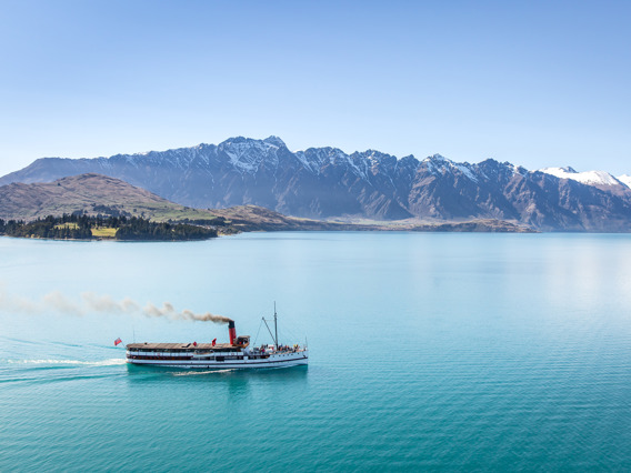 TSS Earnslaw makes her daily journey across Lake Wakatipu to Walter Peak