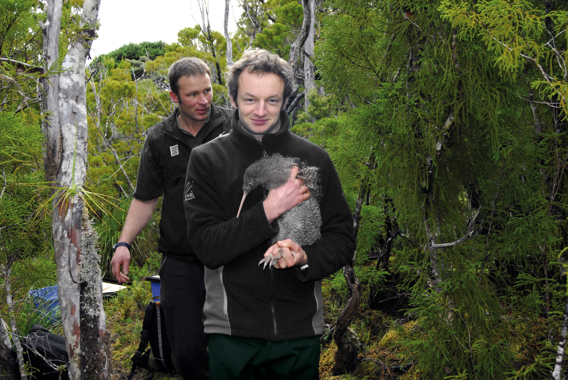Real Journeys Nature Guide holding Kiwi, part of conservation project