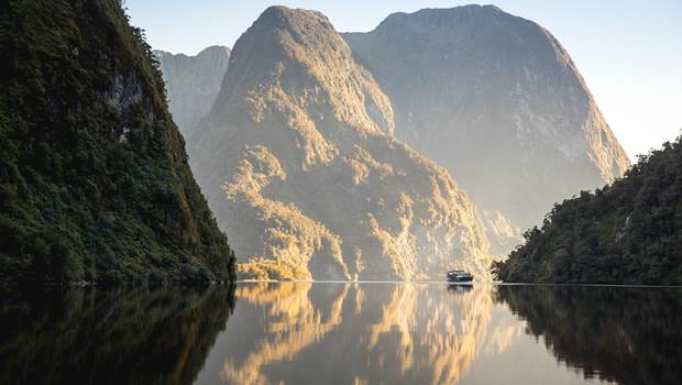 Reflections on the water in Doubtful Sound