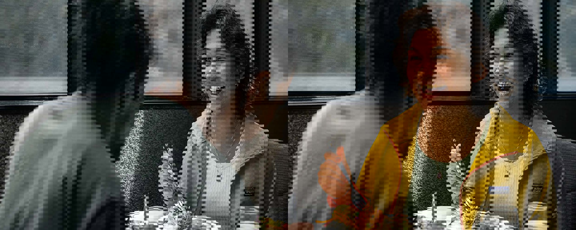 A couple enjoy a sit down lunch onboard their Milford Sound cruise 