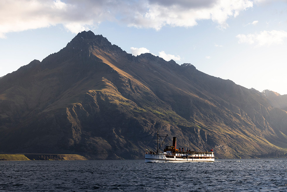 The TSS Earnslaw sailing on Lake Whakatipu