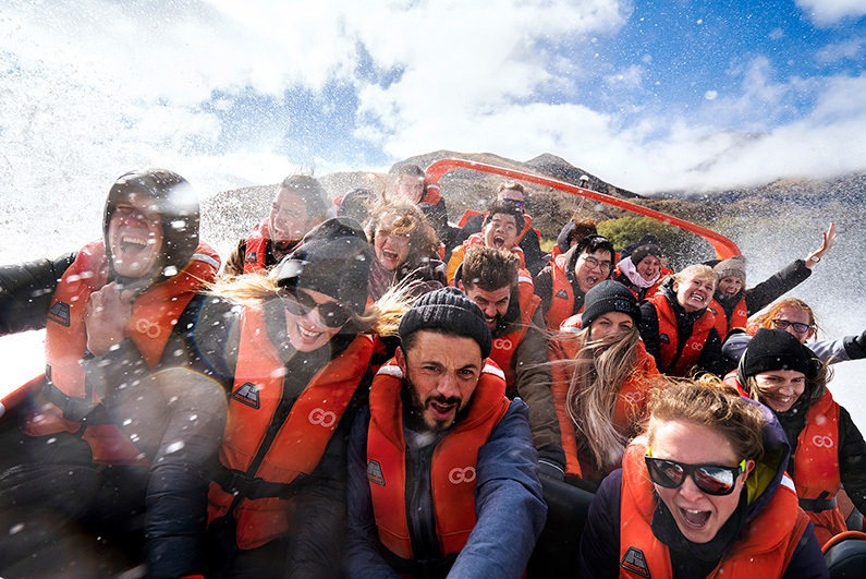 The guests screaming with excitement on the Real NZ jetboat