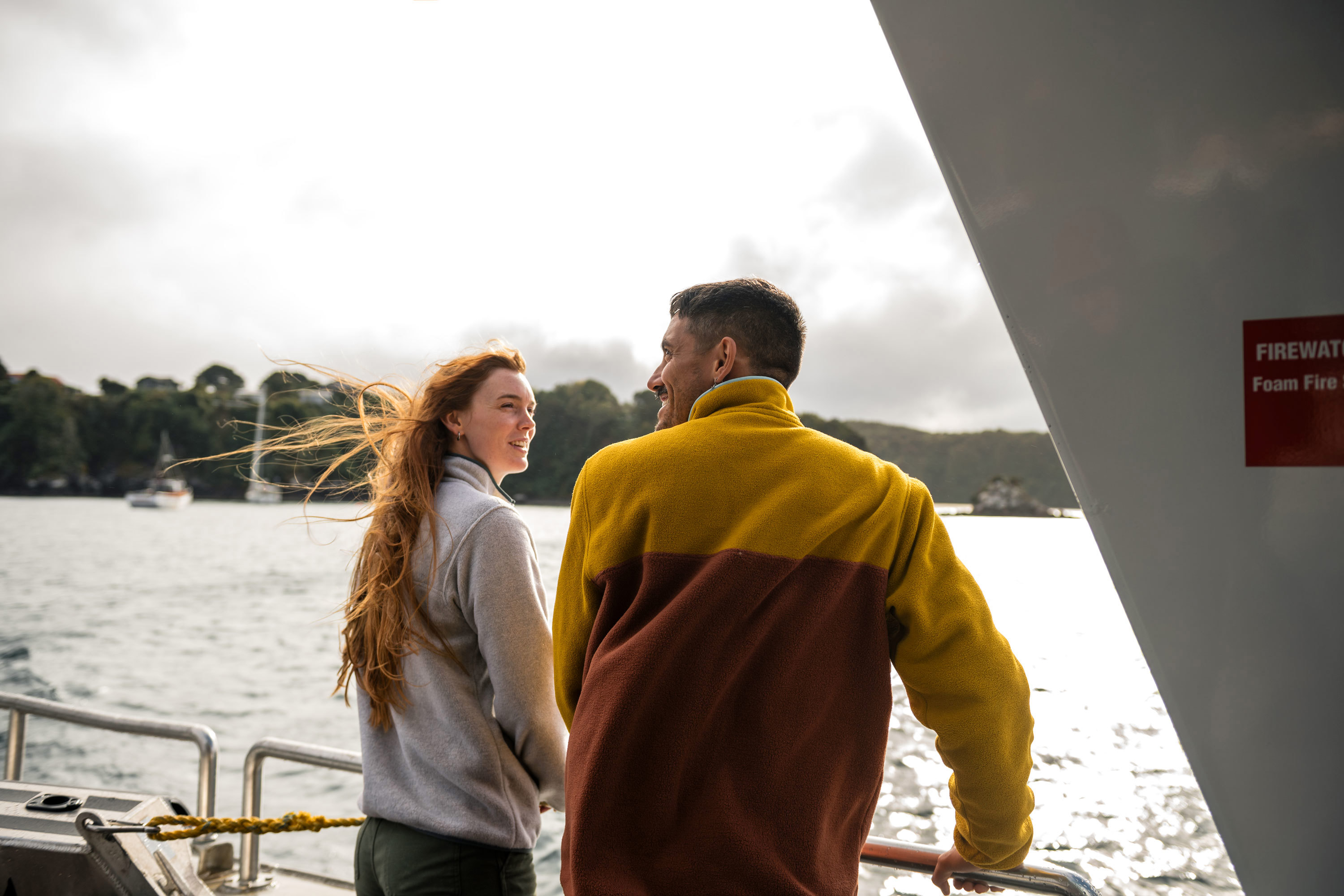 a couple on a ferry
