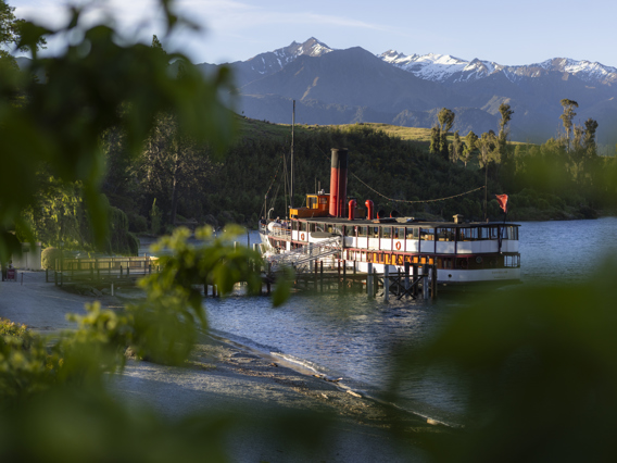 The historic TSS Earnslaw docked at Walter Peak.