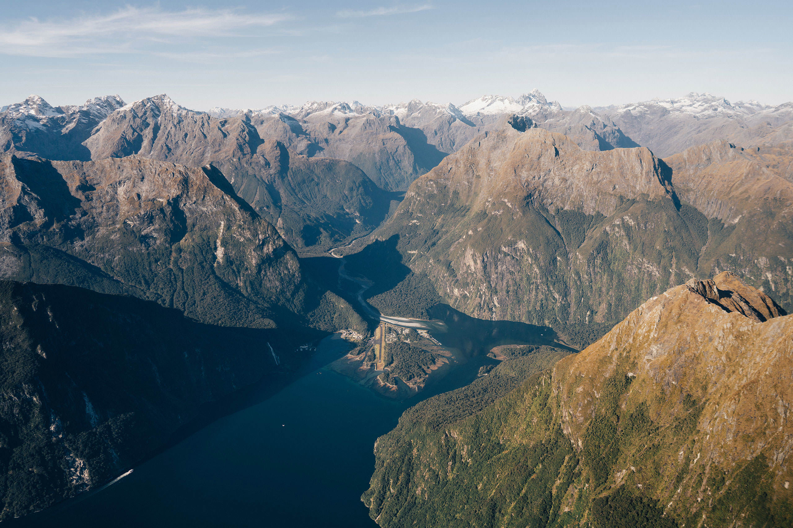 The view from a scenic flight from Milford Sound to Queenstown.