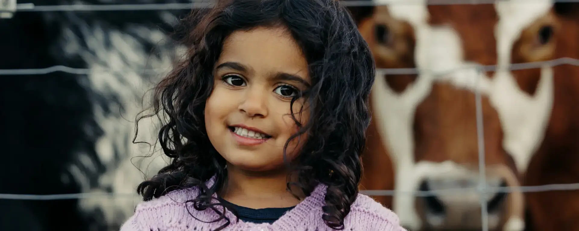 Young child visiting the animals at Walter Peak Farm.