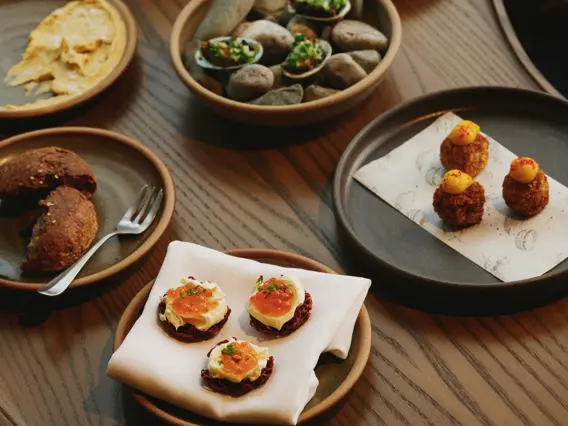 Selection of small dishes served aboard a Milford Sound cruise.